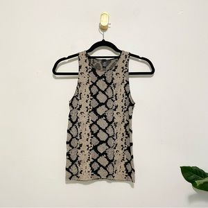 Wolford Velvet Mix Sleeveless Crewneck Snakeskin Print Bodycon Stretch Top